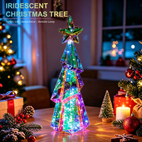 Lumières LED pour arbre de Noël 3D prismatiques irisées Yingxiang Crafts, cristal holographique PET+LED, alimentées par USB, 80 LED, 2700K, lumière chaude