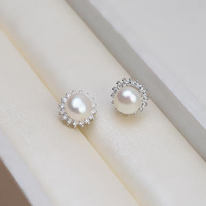Wenchi S925 Silver Ear Nails Female Pearl DIY <b>Jewelry</b> Accessories Semi-finished <b>Tray</b> 15950 3mm 4mm Leaf Earpins Earrings - Product Image 4