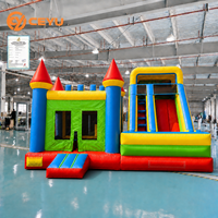 Château Gonflable Coloré Ceyu avec Toboggan Double et Tour, Idéal pour Fêtes et Location Commerciale – Jaune, Bleu, Vert – Vente Directe Usine