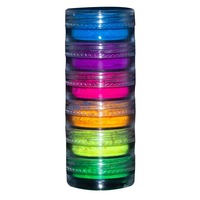 Kit de poudre miroir pour manucure UV, polyvalent, couleurs vives néon fluorescentes, plusieurs couleurs, pour nail art rond