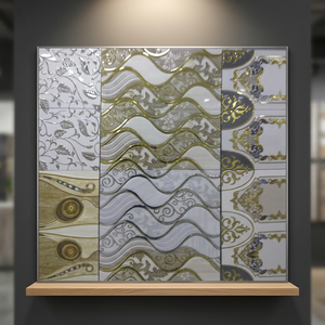 Lujosas baldosas decorativas de cerámica esmaltada dorada y plateada de 30x60cm, de tercera cocción, calidad de exportación para decoración del hogar. - Product Image 3