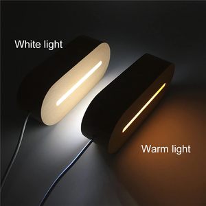 Lampe de nuit moderne 3D à LED alimentée par USB 5V avec base en bois et lumière blanche chaude à intensité variable pour la décoration de la chambre - Product Image 4