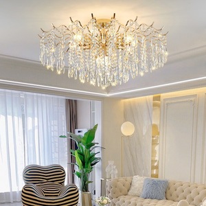 Lustre en cristal français de luxe et atmosphérique Villa plafonnier Style crème minimaliste chambre Restaurant salon - Product Image 1