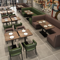 Table et chaise directes d'usine canapé de bar de style industriel rétro coin cabine en bois massif meubles de restaurant de café commercial