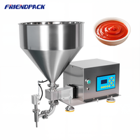 Machine de remplissage semi-automatique pneumatique à pompe à engrenages servo pour jus, boissons, crème, confiture, avec trémie de 30L pour liquides et pâtes
