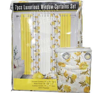 Conjunto de <span class=keywords><strong>cortinas</strong></span> de <span class=keywords><strong>ventana</strong></span> de seda sintética de 7 piezas al por mayor con funda de cojín, <span class=keywords><strong>cortinas</strong></span> opacas de lujo personalizables para sala de estar y <span class=keywords><strong>dormitorio</strong></span> - Product Image 5