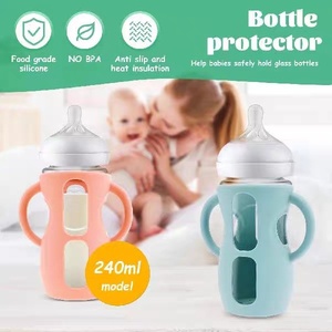 Funda universal superventas transfronteriza para biberón de vidrio, protectora anticaída con asa y diseño sólido - Product Image 1