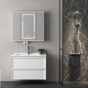 Moderno 2 <span class=keywords><strong>cassetti</strong></span> <span class=keywords><strong>bagno</strong></span> vanità LED luce Smart <span class=keywords><strong>specchio</strong></span> <span class=keywords><strong>bagno</strong></span> mobiletto <span class=keywords><strong>con</strong></span> lavandino <span class=keywords><strong>specchio</strong></span> di vetro - Product Image 2