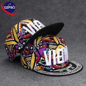 QZFSO Wholesale Custom Logo All Over Print Flat Brim Hip hop Plain Sports Snapback Caps 3d Embroidery Baseball <b>Hat</b> <b>For</b> Hip Hop - Product Image 1