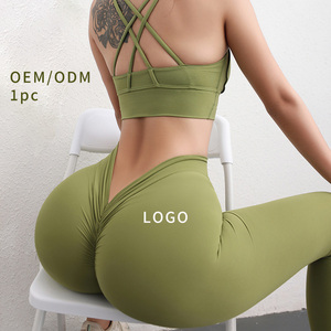 <span class=keywords><strong>Legging</strong></span> de sport femme effet sculptant et froncé, <span class=keywords><strong>80</strong></span>% nylon et 20% élasthanne, extensible dans 4 directions, push-up, rehaussement des hanches, dos en V, pour yoga – Grande Vente - Product Image 1