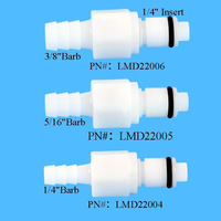 Raccord rapide en plastique POM blanc pour tuyau, raccord cannelé 1/4 pouce, vanne de coupure en ligne femelle pour air/eau, déconnexion rapide