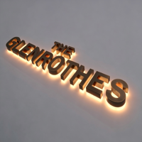 Enseigne lumineuse 3D LED personnalisée en or avec rétroéclairage miroir, étanche, pour logo de boutique, devanture de magasin, réception d'hôtel, logo mural