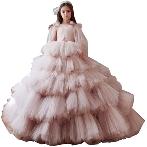 New Children's Fashion Temperament High Quality Lei Princess Tail Puffy Cake Long Sleeve Chapel Train Lace <b>Dress</b> - Product Image 5