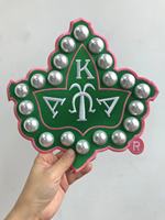 Perles 3D personnalisées faites à la main lierre bouclier brodé coudre sur patch fer sur patch sororité rose et vert bricolage Patch pour vestes chapeaux