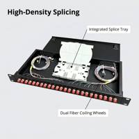 Panel Patch Fiber Optik 1U 19 Inch Rackmount 24 Port dengan Laci Geser ODF Splice Distribution Frame untuk SC LC FC S