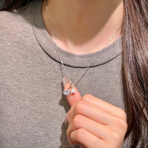 Collier Pendentif Chat Minimaliste en Argent 925 avec Améthyste Fleur de Lys Brossée, Pierre Naturelle Taille Ovale 6*8mm, Cadeau d'Anniversaire - Product Image 4