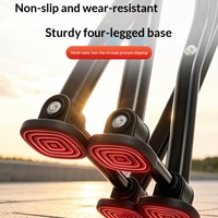 Canne de marche pour personnes âgées avec siège, 4 pieds antidérapants, pliable, chaise de marche réglable en hauteur, lumière LED, alarme SOS, bâton de marche pour personnes âgées