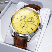 Montre à quartz pour homme, sport, affaires, mode, alliage, cuir, étanche, chronographe, montre-bracelet, date, aiguilles lumineuses