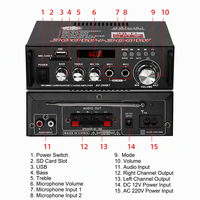 Amplificateur de puissance numérique professionnel 2*300W pour voiture, stéréo MP3 FM, haut-parleur de basses 2 canaux, amplificateur audio Bluetooth