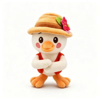 Boneka Bebek Plush Custom Lucu Bebek Putih dengan Topi Ransel Hewan Boneka Isi Dakron Lembut Ramah Lingkungan Hadiah Valentine OEM ODM MOQ Rendah