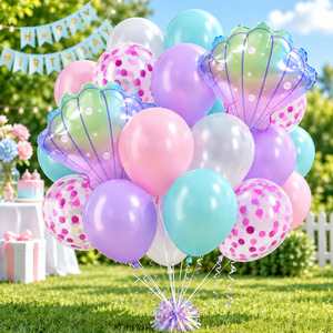 Kit de ballons en latex et en aluminium à thème sirène rose, violet et bleu pour <span class=keywords><strong>la</strong></span> décoration de fête d'<span class=keywords><strong>anniversaire</strong></span> de filles CE/CPC - Product Image 3