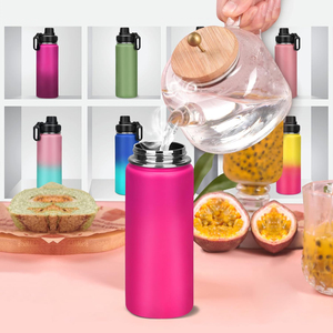 Bouteille thermos d'extérieur en acier inoxydable 304 à double paroi isolée sous vide pour le sport avec pailles et couvercles - Product Image 5