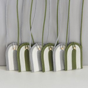 Mini Bolso Bandolera para Teléfono, Tela Verde Gris a Rayas, Correa Ajustable, Uso Diario - Product Image 1