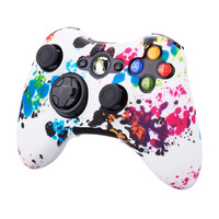 Housse de protection en silicone colorée pour la console de jeu Xbox 360, manette, impression par transfert d'eau, coque en caoutchouc souple