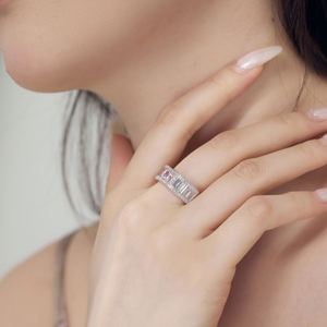 Dylam High Jewelry S925 <b>Silver</b> Rhodium Plated <b>Eternity</b> Band Baguette 5A Cubic Zircon Wedding Engagement Jewelry <b>Rings</b> for Women - Product Image 2