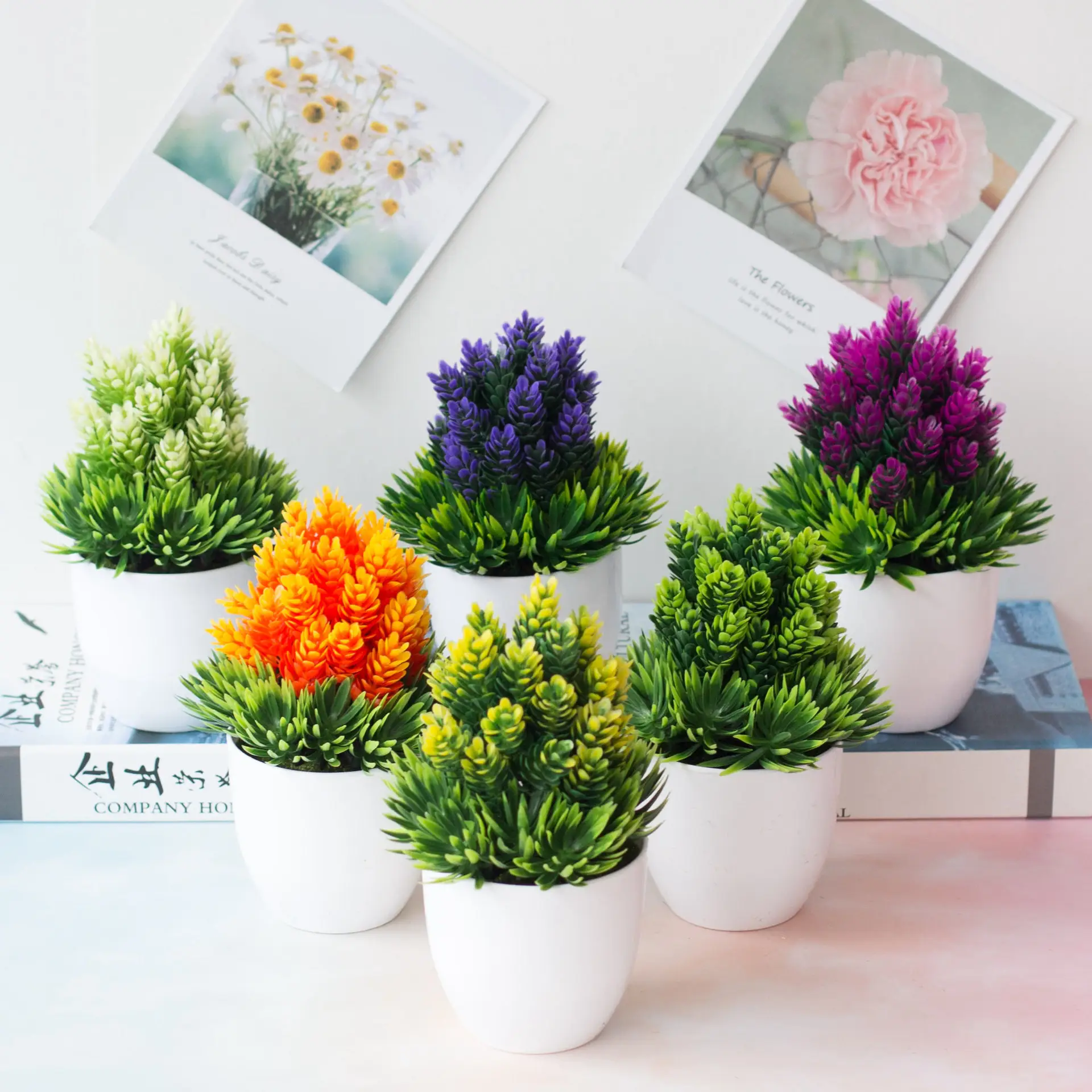 Cross border hot sale nordic simulation mini pot plants desk decoration artificial plants potted plastic