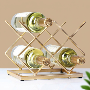 Estante de exhibición de botellas de vino de metal pesado con diseño en zig-zag, soporte cuadrado inclinado independiente para bares de alta gama - Product Image 1
