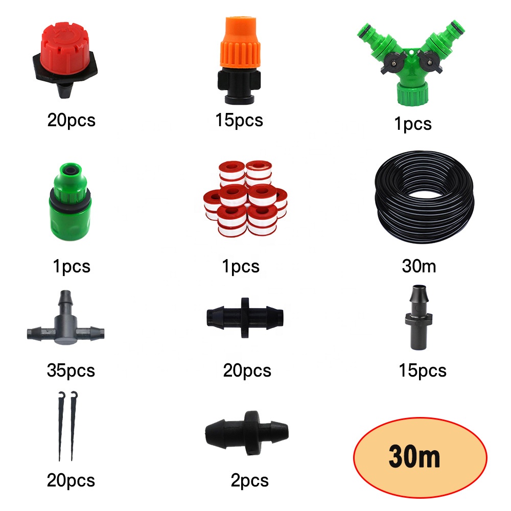 Pkydrip DIY Taman Irigasi Kit 10M-30M Sistem Irigasi Tetes Tanaman Diri Penyiraman Irigasi Tetes Kit untuk Taman Rumah