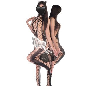 Mesh Bodysuit 15D Ultra Thin Transparent Women's Sexy Lingerie Crotchless Pantyhose Black Mesh Fabric Youth Wear - Product Image 5