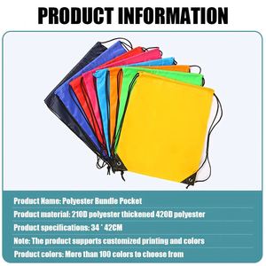 Sac à cordon en polyester uni personnalisé avec logo, écologique, en nylon, pour le sport, les cadeaux promotionnels, vente en gros - Product Image 4