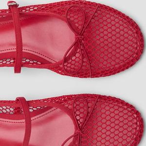 Comode <span class=keywords><strong>ballerine</strong></span> Casual in maglia da ufficio da donna <span class=keywords><strong>con</strong></span> cinturino a fibbia scarpe basse da Ballerina a rete - Product Image 3