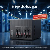 Perangkat Penyimpanan HDD 6bays N100 4TB Kartu Jaringan 2.5G RAM DDR4 4G 8G 16G SSD 64GB 128GB Cloud Pribadi Rumah NAS Server Mini PC