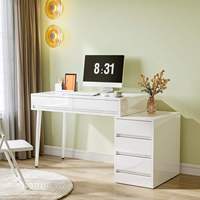 Table de toilette moderne de luxe en bois avec miroir et tiroirs, finition blanche, pour appartement