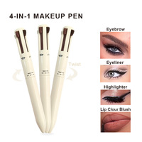 Retouche maquillage multifonction personnalisé 4 en 1 stylo de maquillage Eyeliner privé crayon à sourcils surligneur étiquette de crayon à lèvres