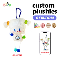 Porte-clés en peluche personnalisé de haute qualité, série Crazy Doll, avec logo brodé OEM, mini, en coton PP, marque BIPU