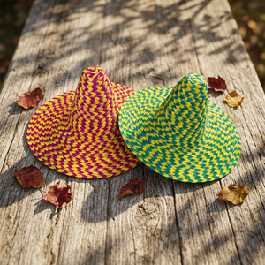Chapeau mexicain en paille naturelle à rayures colorées, à large bord, pour les voyages - Product Image 4