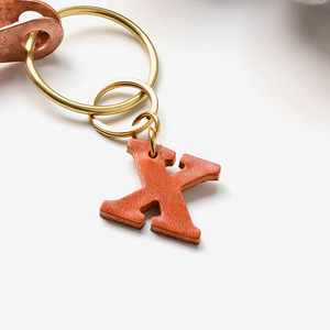 Genuine <strong>Leather</strong> Retro Unisex Cowhide <strong>Key</strong> <strong>Chain</strong> Letter Pendant Custom Design Eco-friendly Gift for Earth Day - Product Image 5