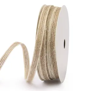 Factory Wholesale natural jute ribbon diy material jute webbing burlap ribbon xmas jute ribbon luxury narrow printed