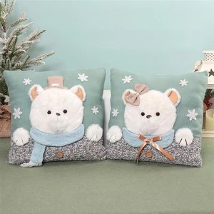 2pc Cozy Polyester Pillows with Hidden Zipper Festive <b>Cute</b> White <b>Bear</b> Design Sofa Decor Gift Ideal for Christmas or Door Display - Product Image 1