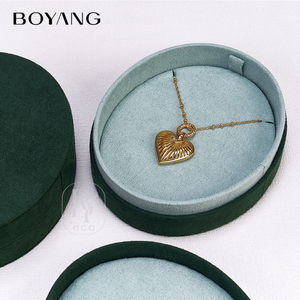 Boîte à bijoux en velours de luxe, nouvelle conception personnalisée Boyang, pour boucles d'oreilles ovales vertes - Product Image 5
