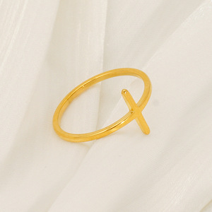 Zogxin Gold Cross <b>Ring</b> Thin Band Adjustable Women's Jewelry Gift <b>Titanium</b> Steel ZR1676G - Product Image 4
