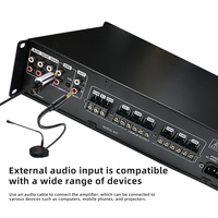 Amplificateur de sonorisation 6 zones à montage en rack avec contrôle de volume indépendant, entrées USB/AUX/MIC et lecteur MP3 intégré pour écoles/centres commerciaux
