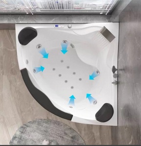 Bañera de Hidromasaje Acrílica Romántica para Parejas con Luces LED y Panel de Vidrio Curvo - Product Image 2