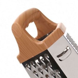 9-Inch Kitchen Cheese Grater 6 Sides Wood-Like Grain Handle Hand Tools Graters Durable Metal <b>Vegetables</b> Home Use 6-in-1 Grater - Product Image 2