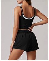 Ensemble de yoga fitness 2 pièces pour femme avec logo personnalisé, débardeur de sport et short taille haute, tenue de sport pour la course à pied