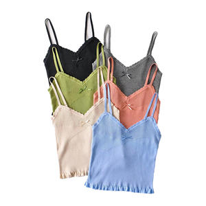Débardeur court en coton brodé pour femme, sans manches, avec impression de logo personnalisé - Product Image 5
